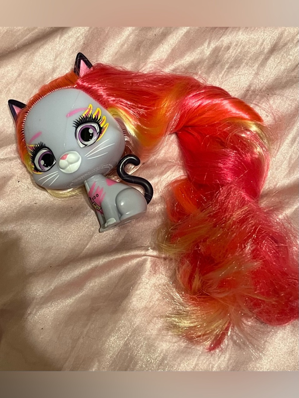 VIP Pets Kitty Cat Doll Long Neon Hair Gray Cat Hair Surprise Toy Loose